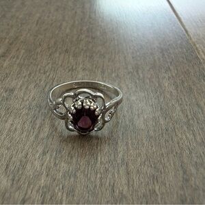 Seta Vintage Silver and Garnet Ring sz 6